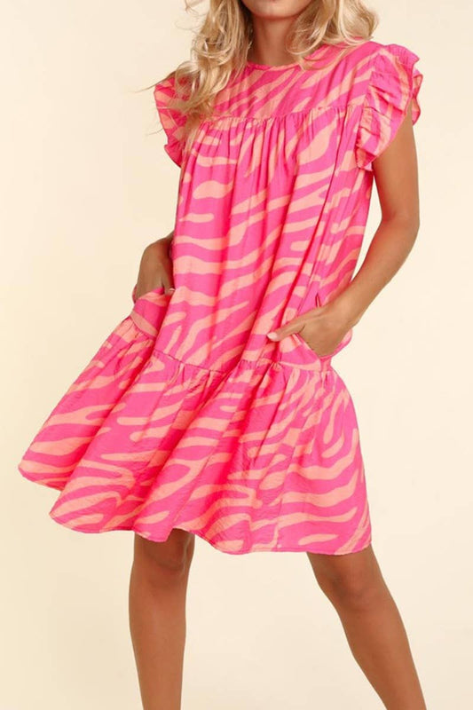 CWDSD5354_STYLISH SLEEVELESS PRINT POCKET DRESS SHORT