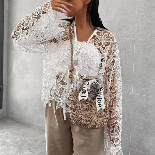 Elegant Lace Flower Embroidered Bustier Jacket