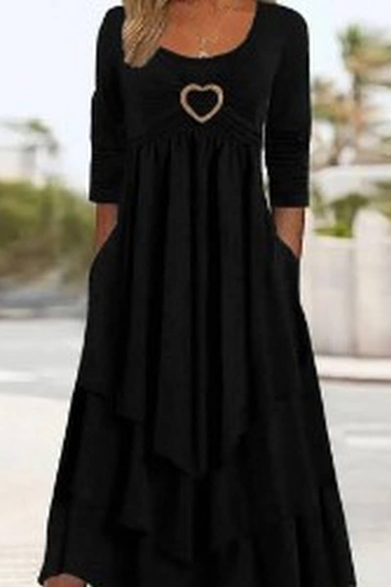 CWDMD4040_WAIST HEART-SHAPED DECORATION CAKE HEM DRESS