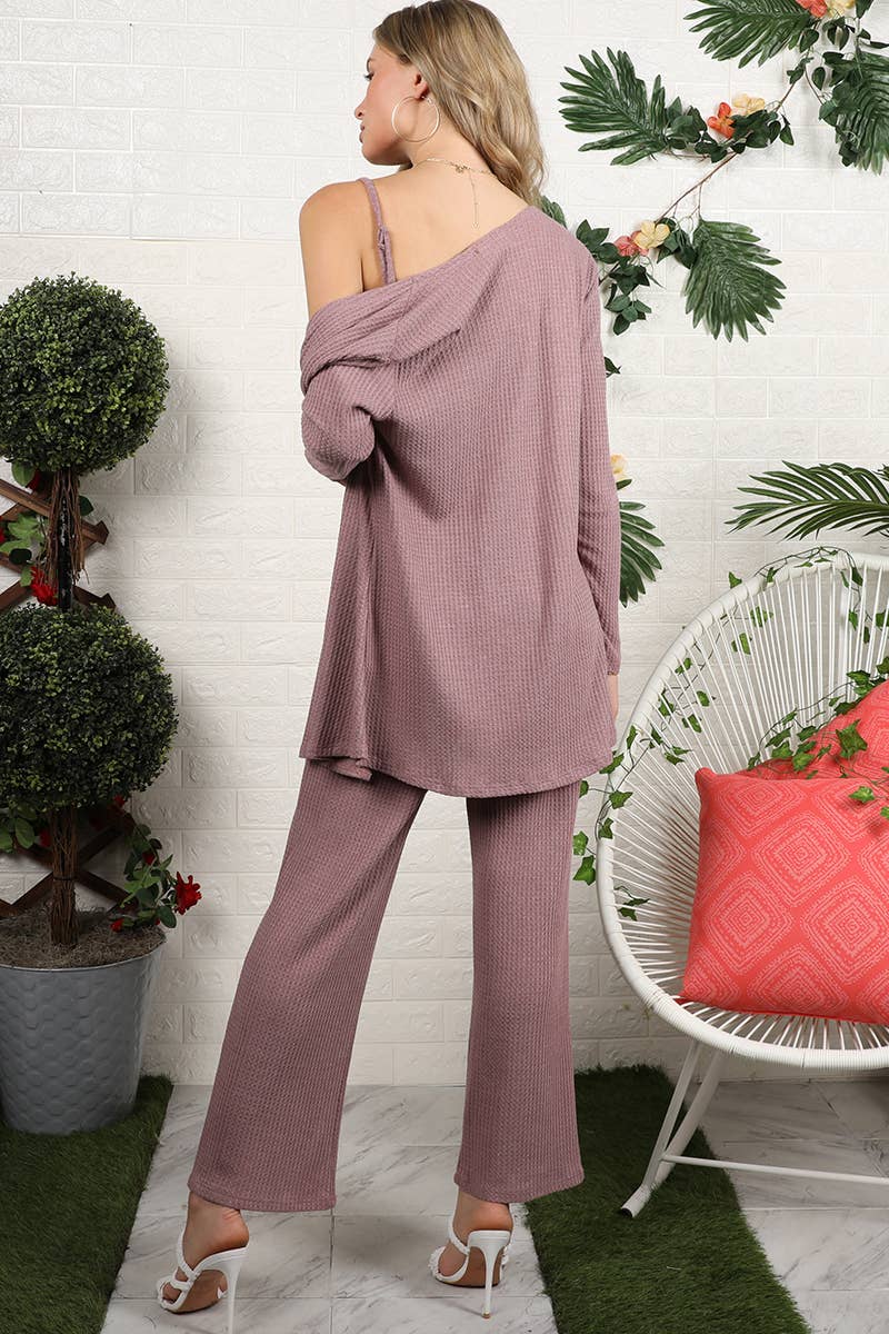CWSTB278_Open Front Cardigan Tank Tops Pants Nightwear