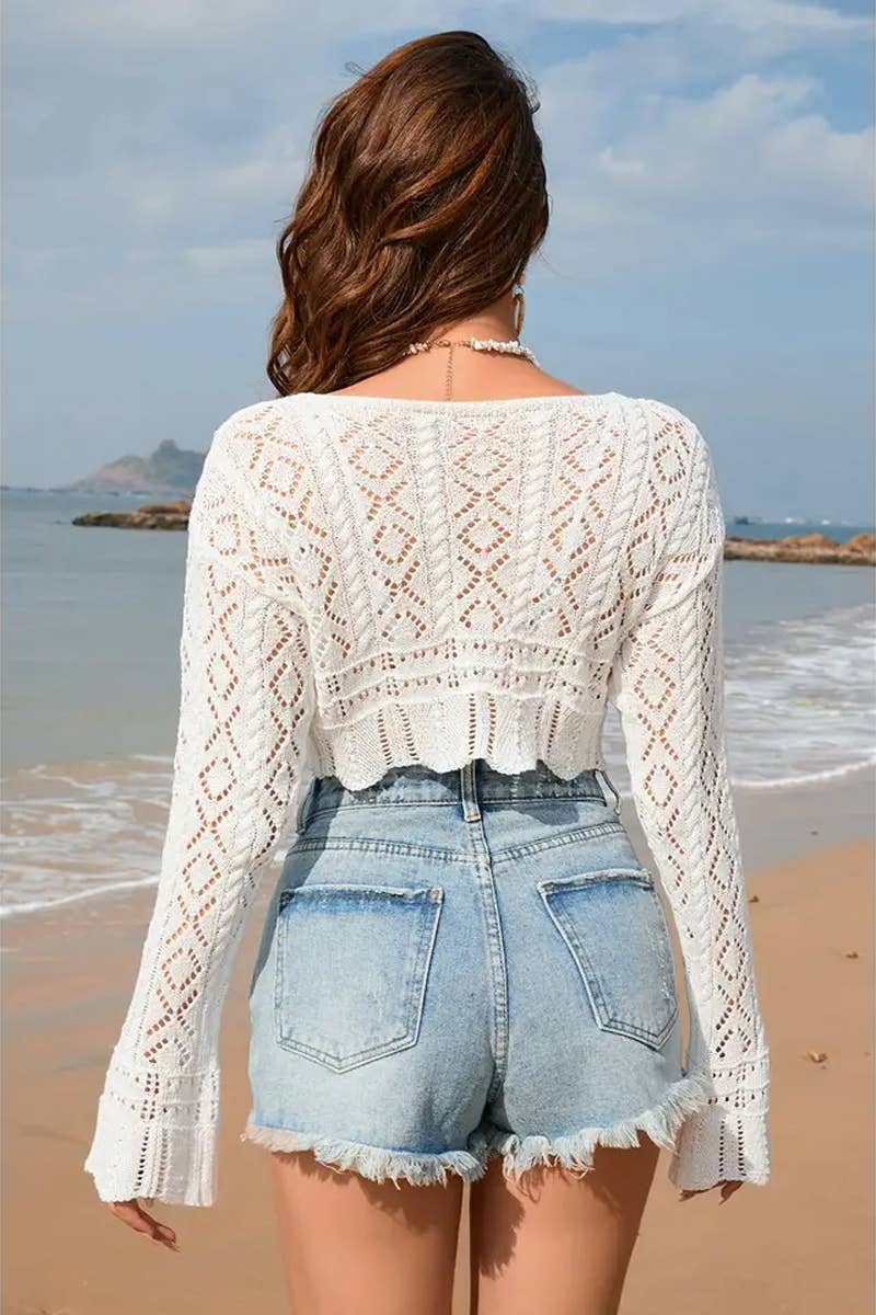 CWTTL1995_SPRING AND SUMMER V-NECK FASHION CARDIGAN