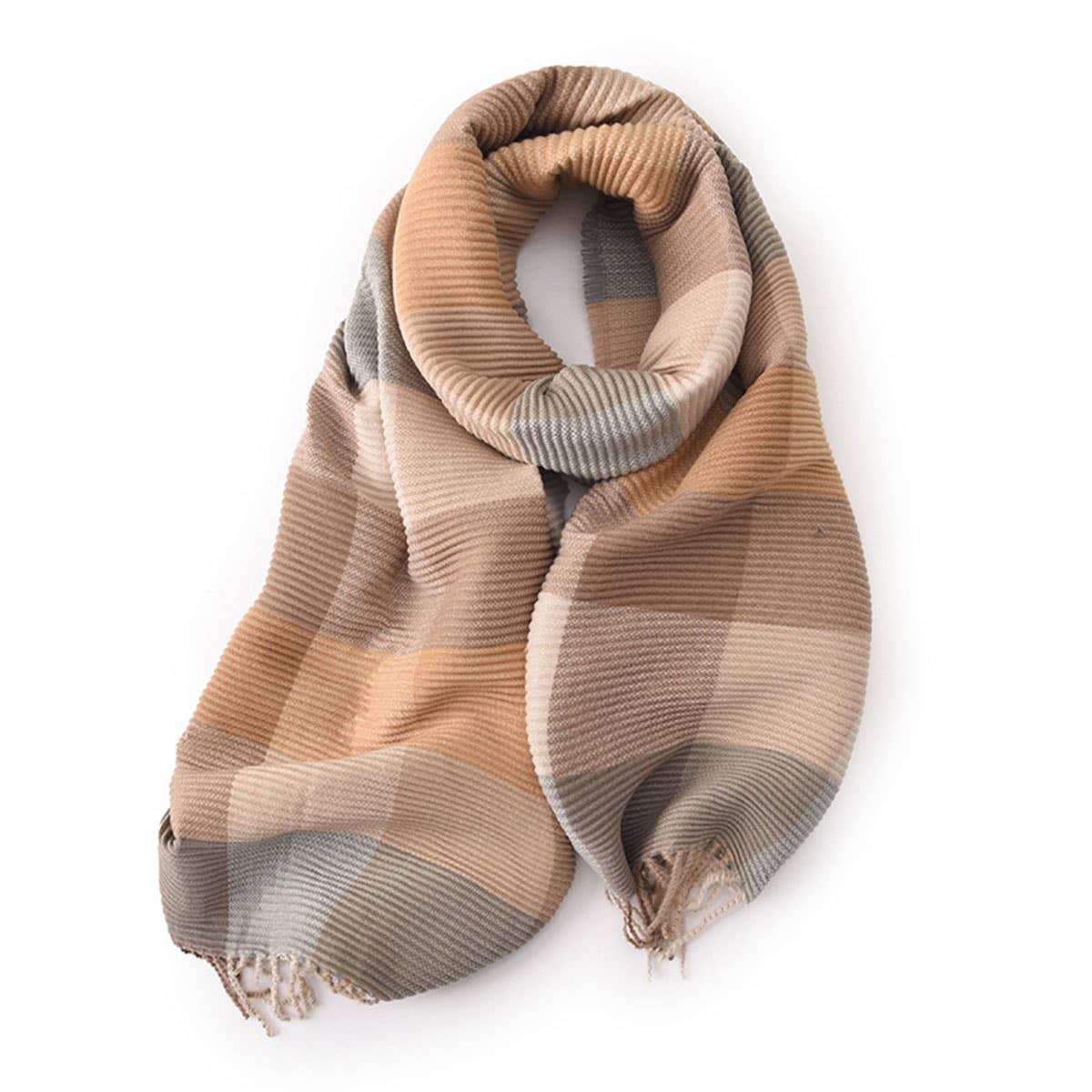 Crinkle Plaid Winter Scarf ? Unisex Soft Wrap