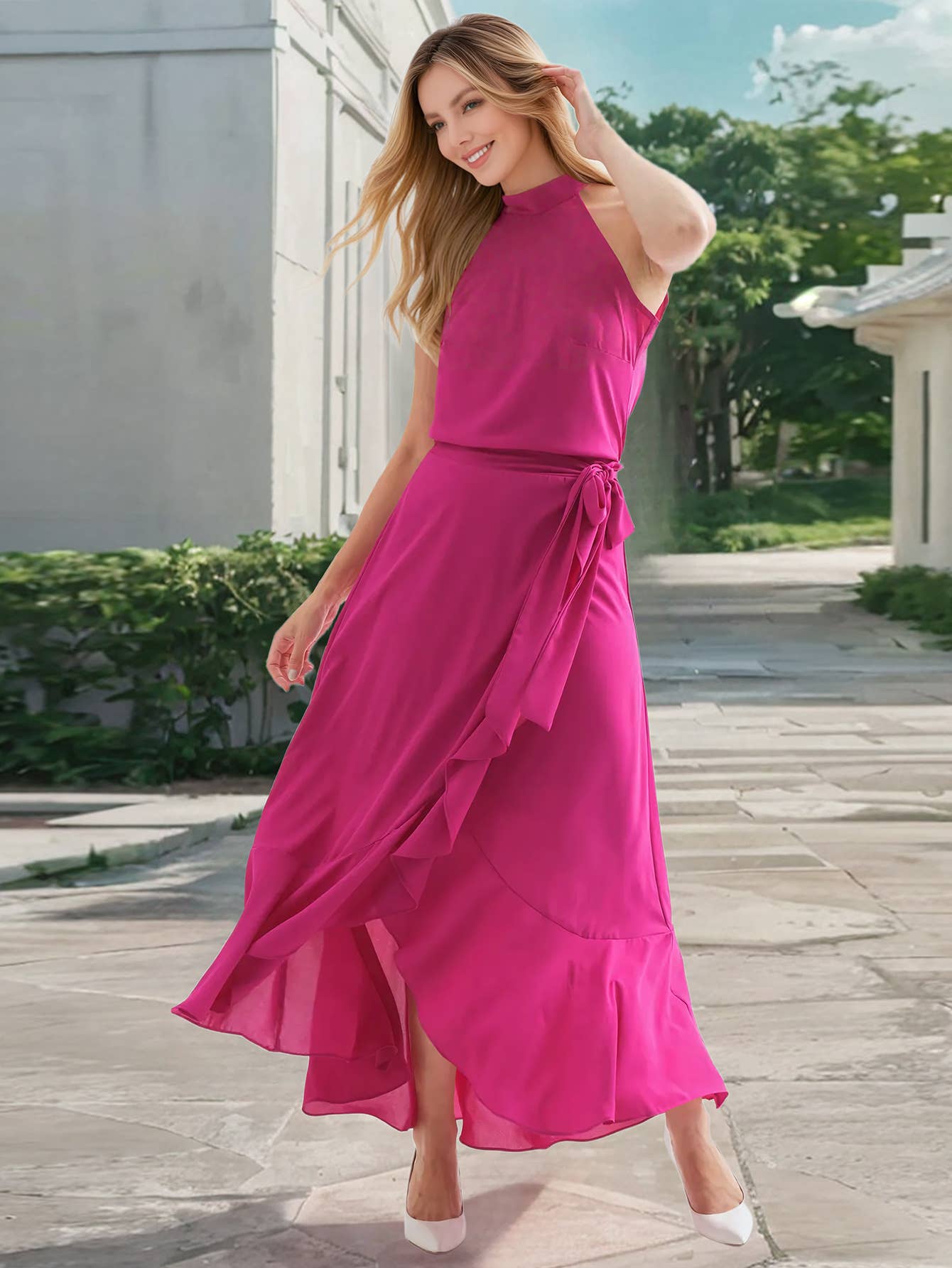 Elegant Ruffle Asymmetrical Ties A-Line Skirt