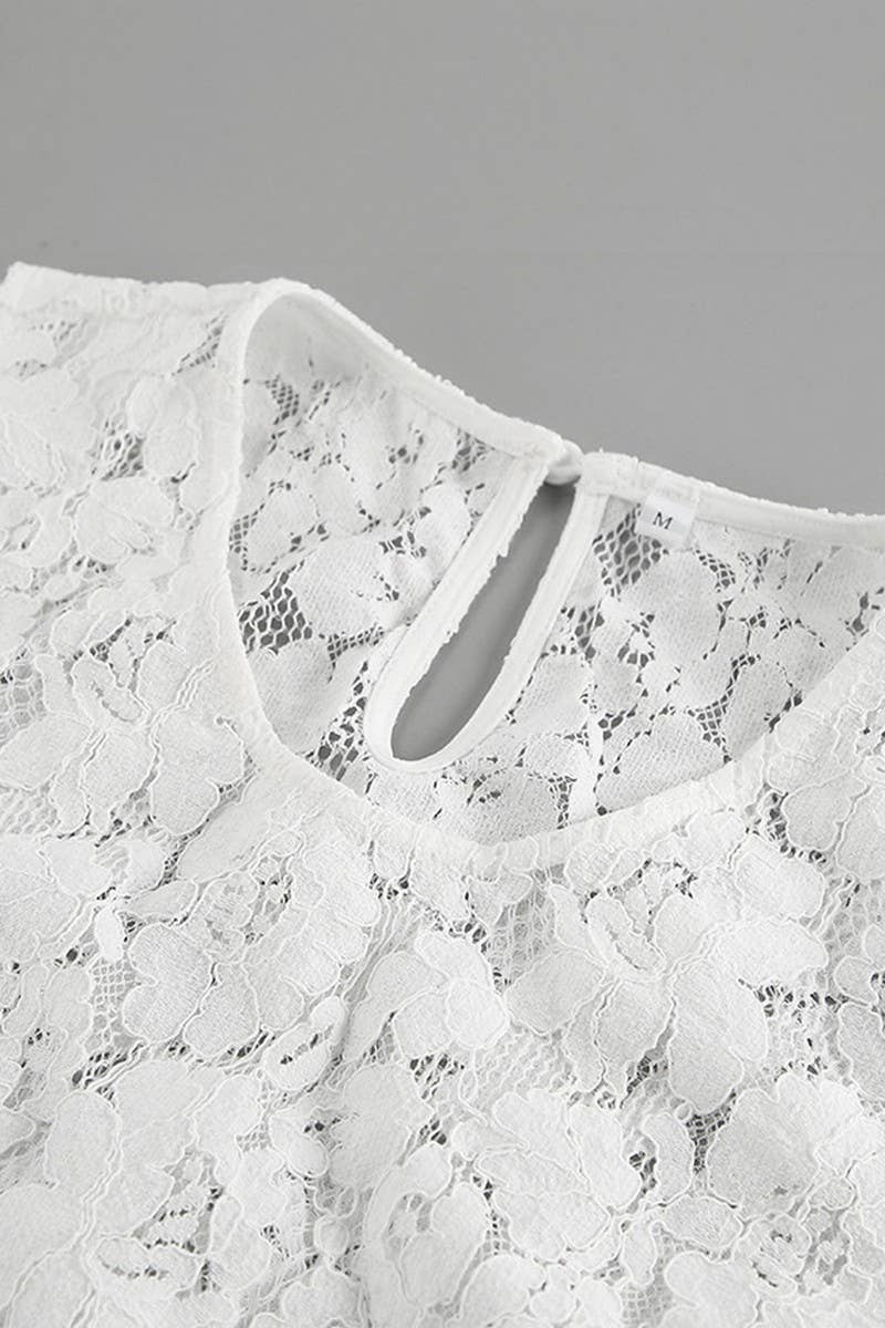 CWTBLSL01014_SOLID COLOR LACE HOLLOW JACQUARD SHORT VEST