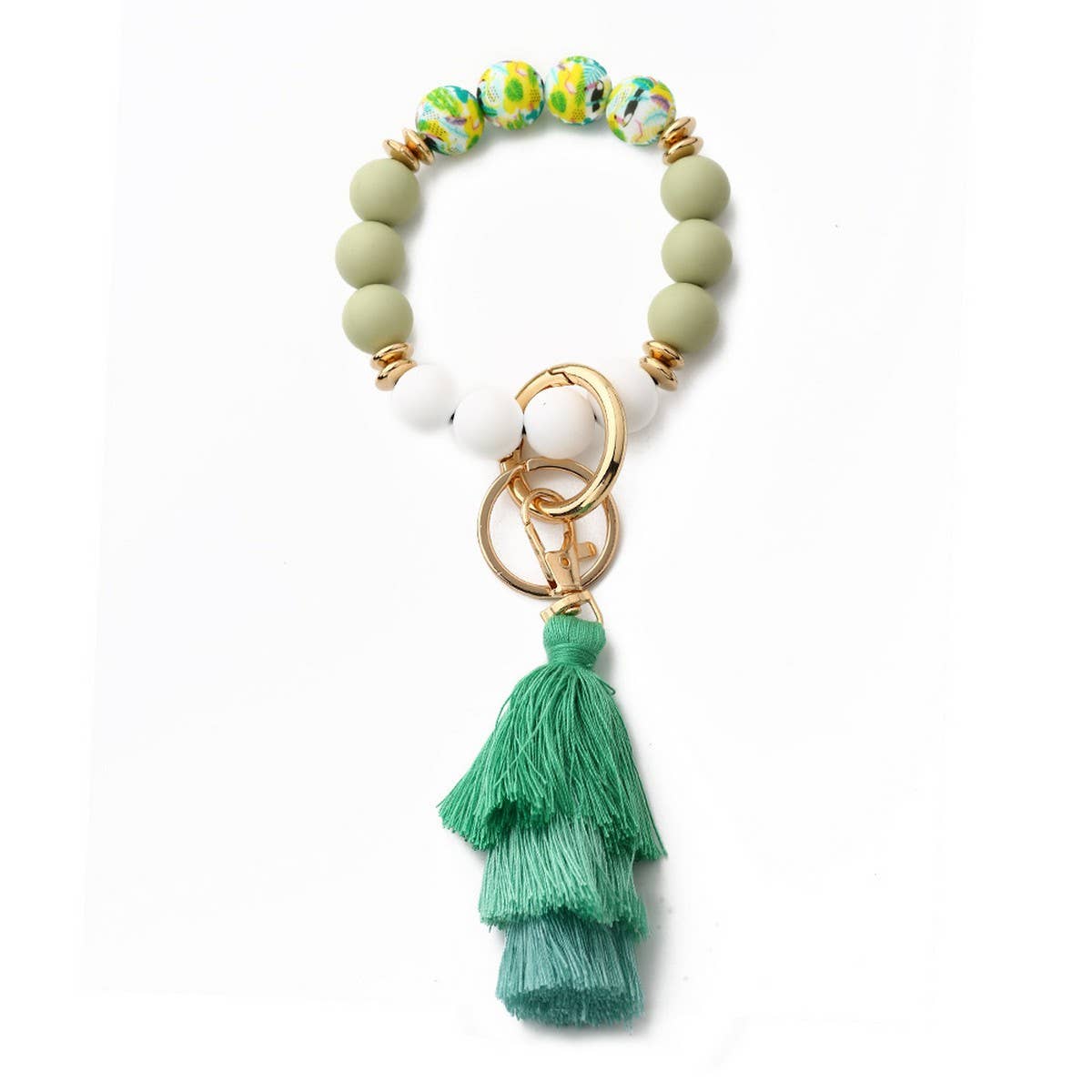Bohemian Tassel Silicone Bead Bracelet with Prints_CWAB5019