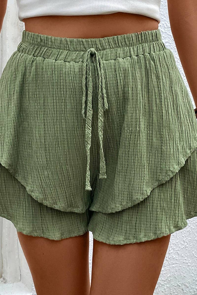 CWBSP0320_DOUBLE LAYERED ELASTIC WAIST SHORT PANTS