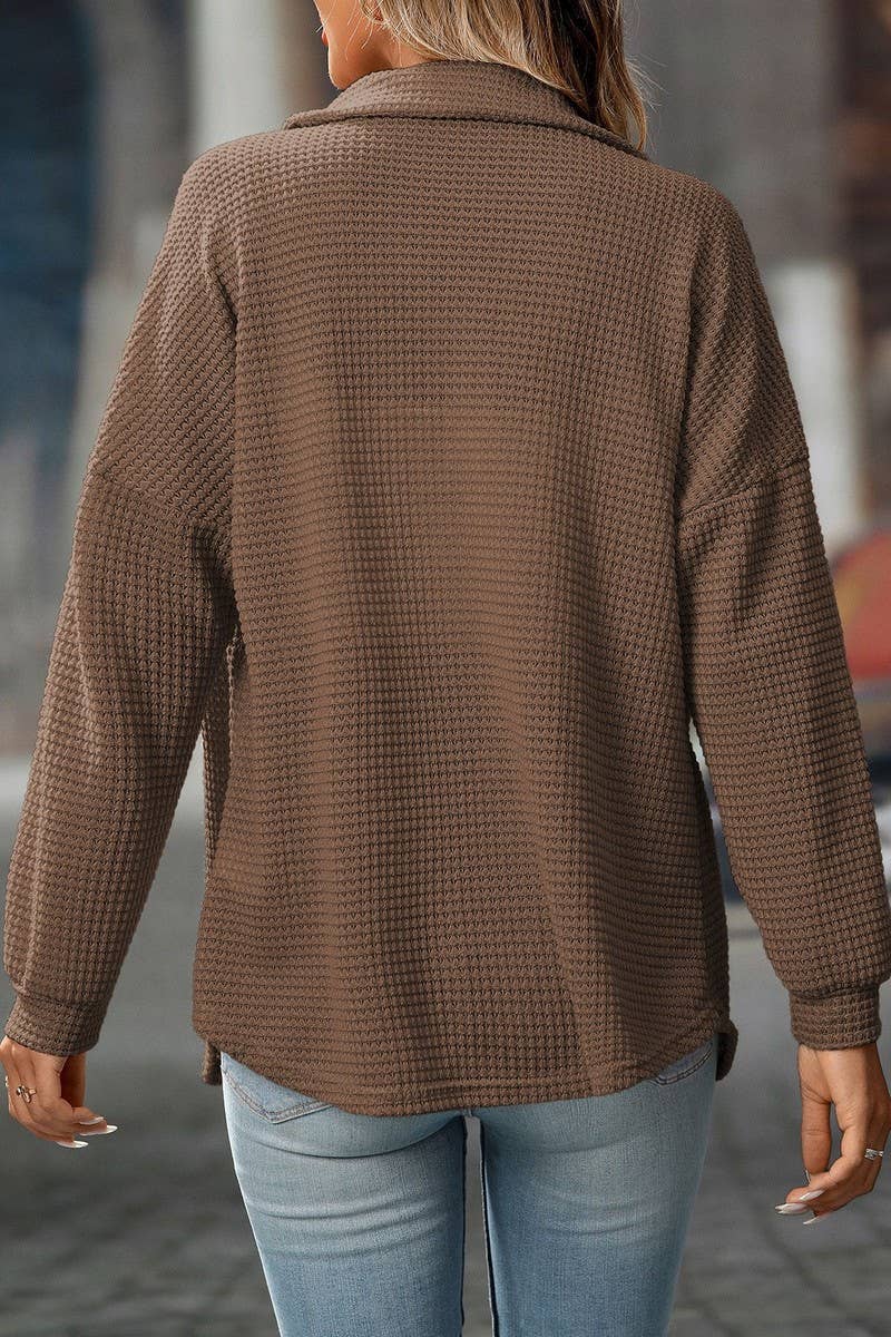 CWTBLL00829_LOOSE WAFFLE KNIT CASUAL COMMUTER SHIRT