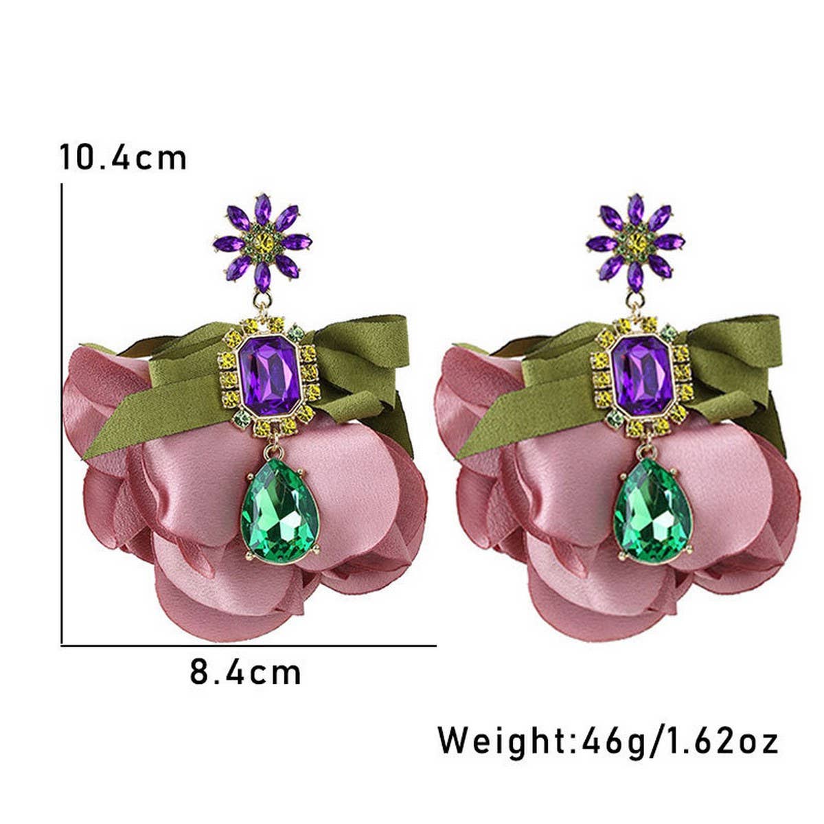Handmade Floral Fabric Earrings Elegant Woman's