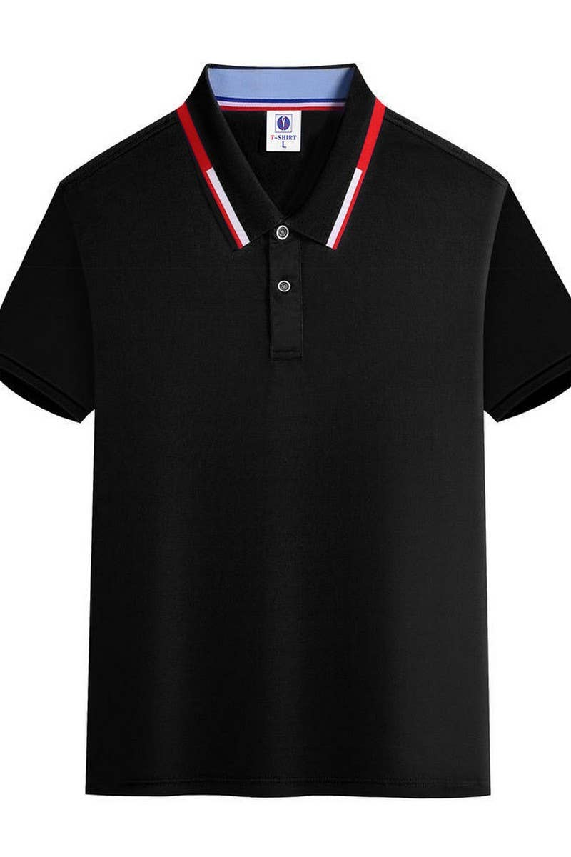 CWTBLS02422_SOLID COLOR COLLAR CONTRAST LAPEL POLO SHIRT