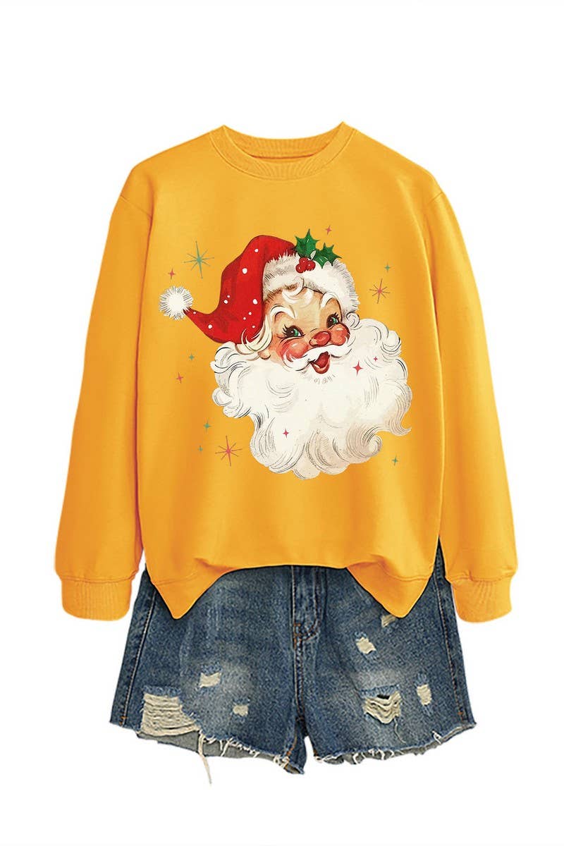 CWTBLL01324_SANTA CLAUS HEAD PATTERN PULLOVER SWEATSHIRT