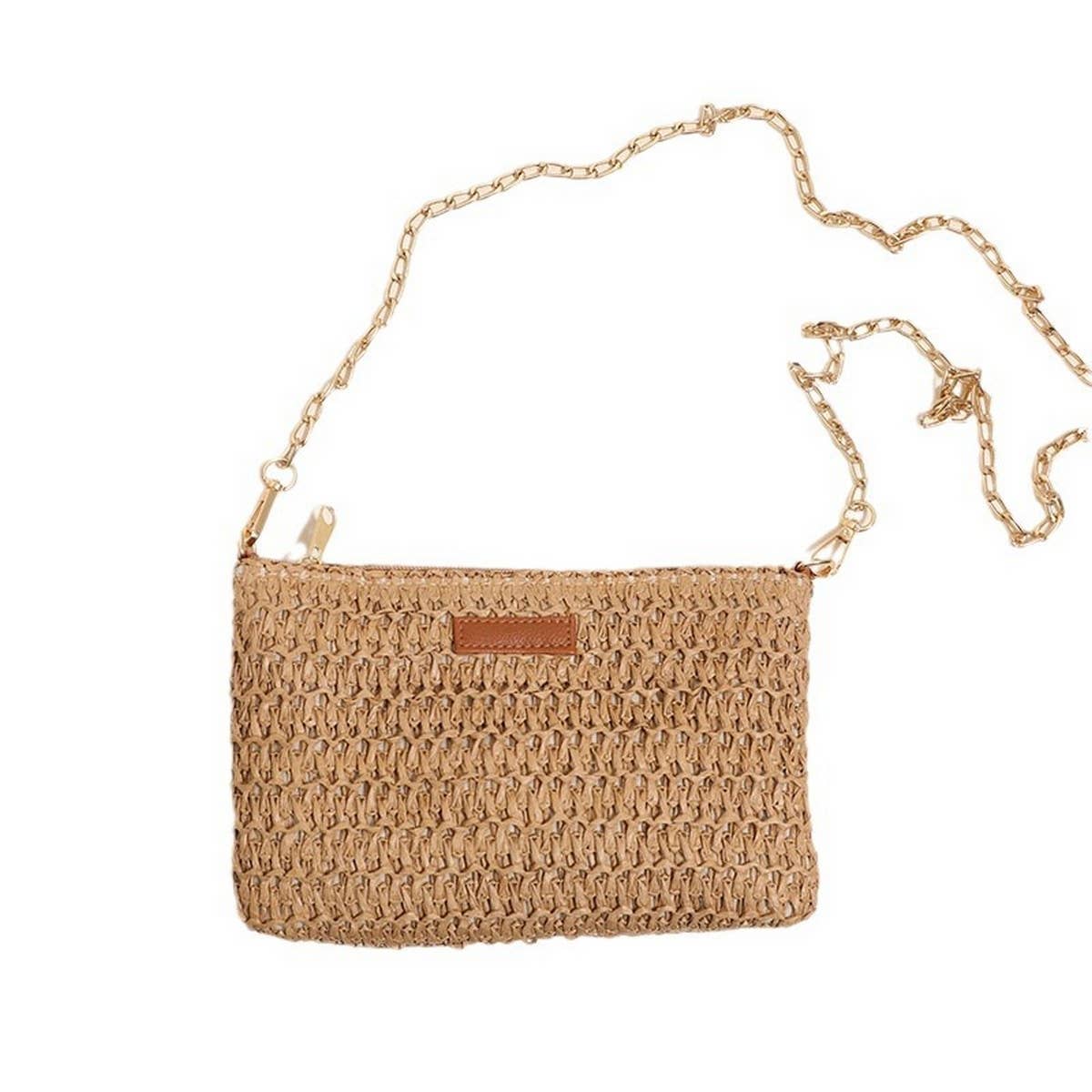 SOLID COLOR SQUARE CLUTCH WOVEN BAG_CWAB1871
