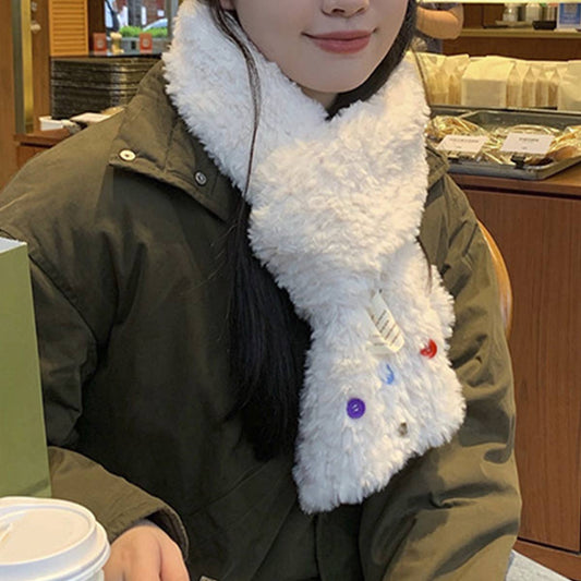 Plush Scarf ??Colorful Button Winter Warm NeckWrap_CWASC1237