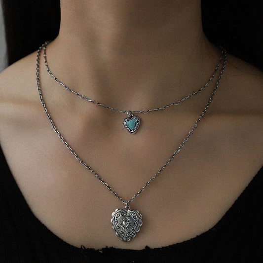 NEW STACKING HEART PEACH NECKLACE EARRINGS SET_CWAJE2917
