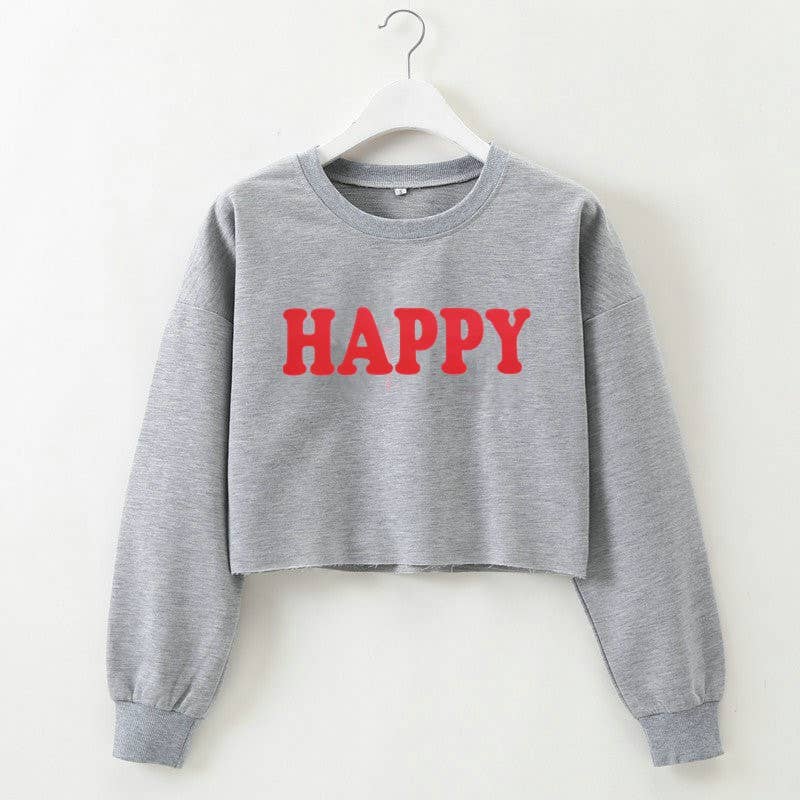 Basic letter-printed pullover short hoodie