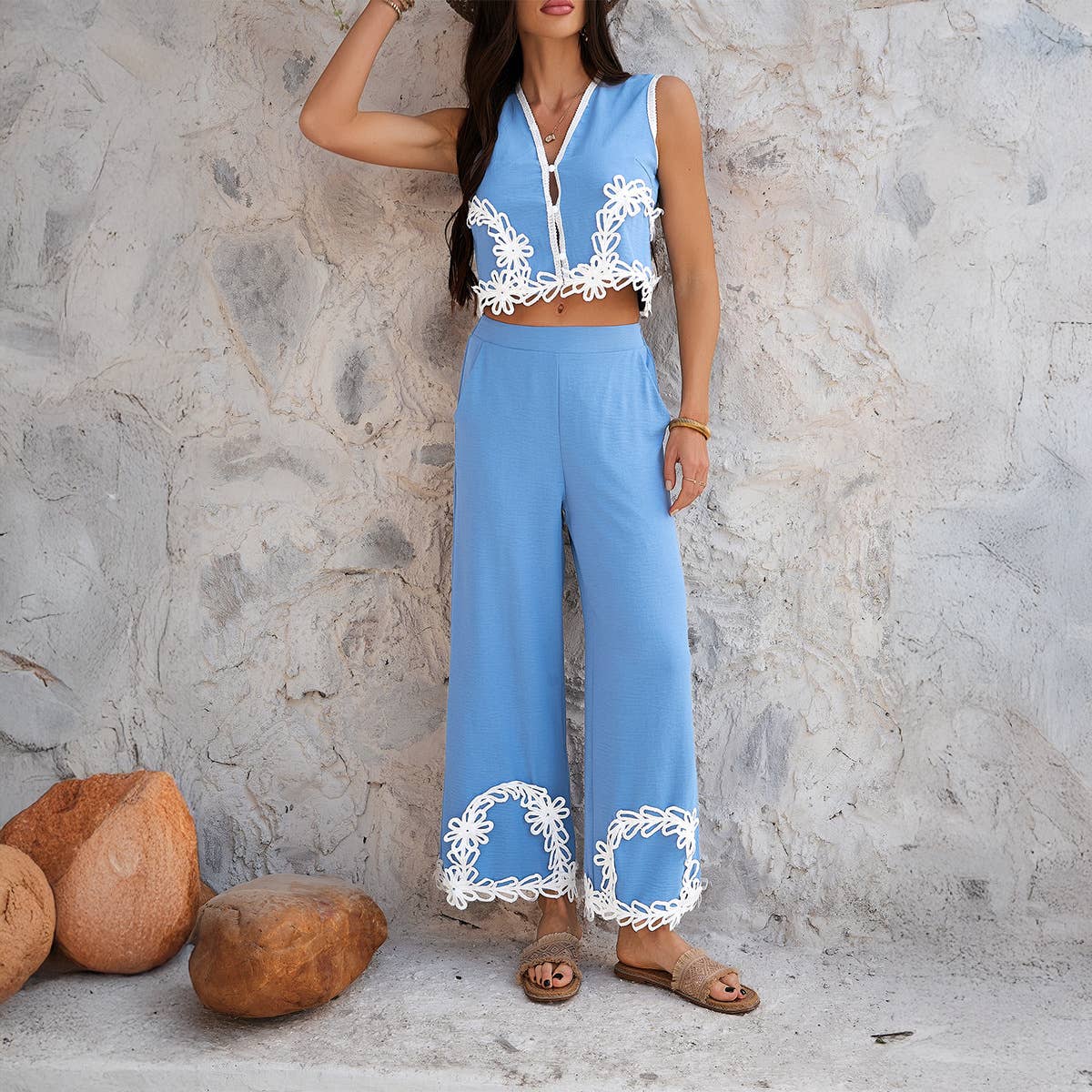Casual Pomician trousers waistcoat two-piece set