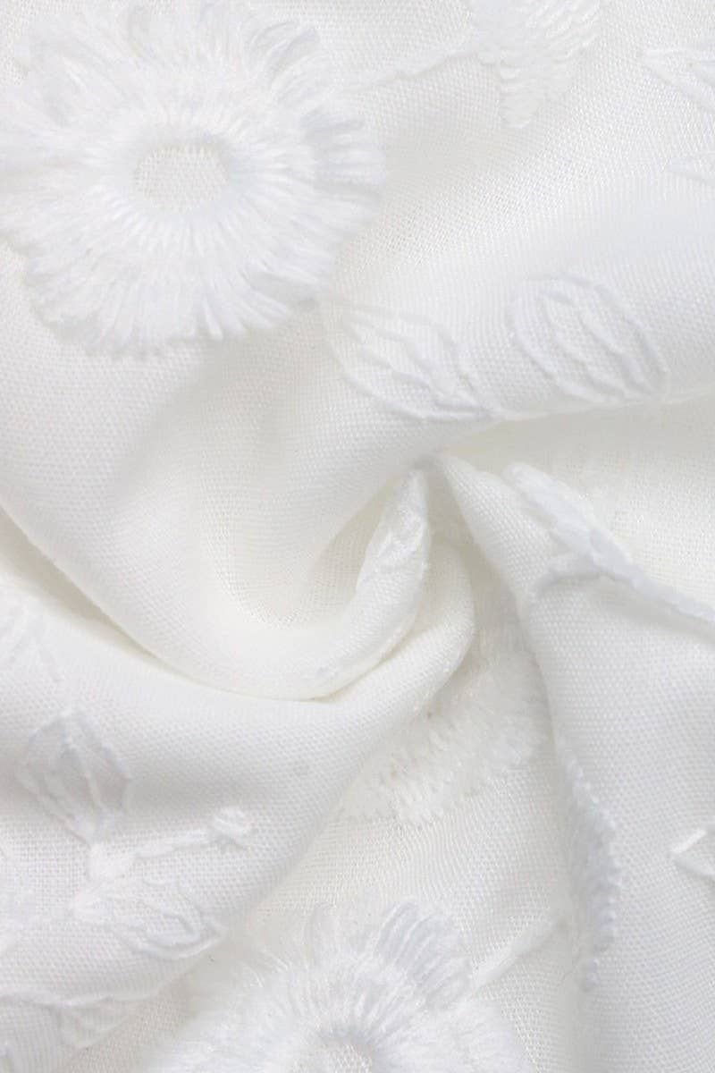 CWTBLS1994_BOW TIE JACQUARD EMBROIDERED SHIRT FOR WOMEN