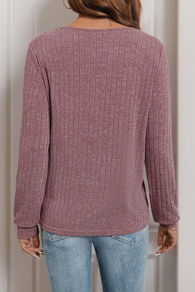 CWTBLL3712_NEW AUTUMN SQUARE COLLAR FRENCH KNITTED T-SHIRT