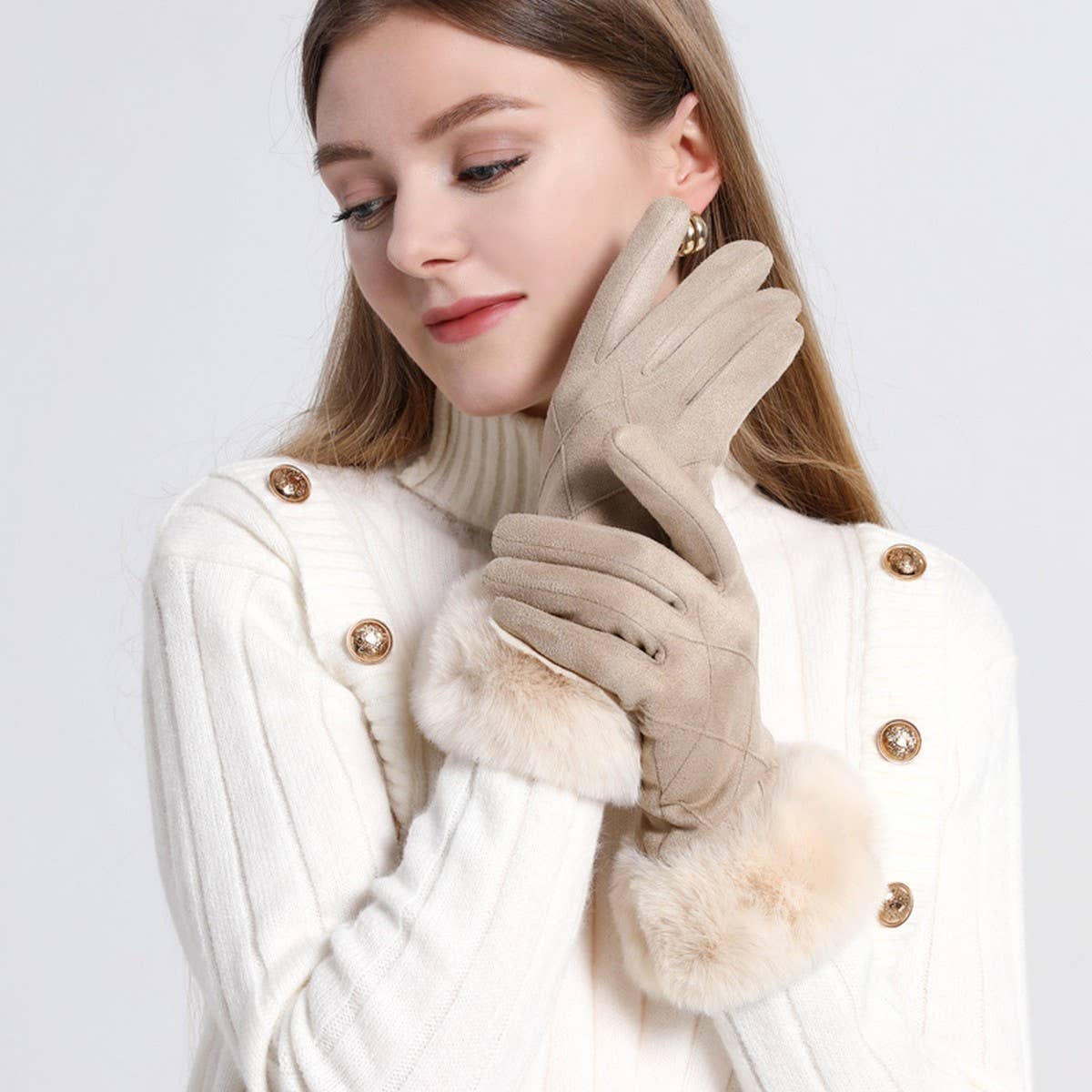 FASHIONABLE PLAID TOUCH SCREEN ADULT GLOVES_CWAG0383
