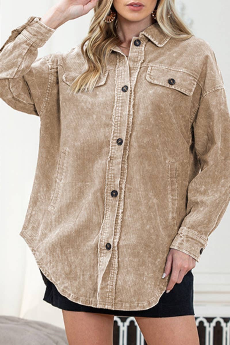CWJJ0241_CASUAL BUTT-SHIELDING LONG-SLEEVED JACKET TOP