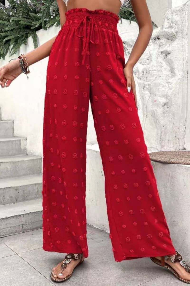 CWBLP1977_HIGH WAIST JACQUARD WIDE LEG LOUNGE PANTS