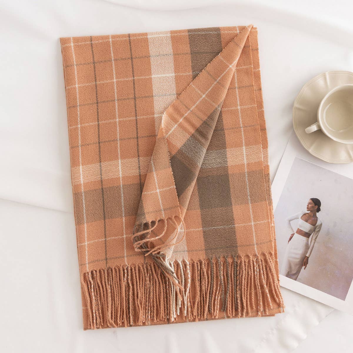 Plaid Scarf - Soft Faux Cashmere Winter Neck Wrap_CWASC0444