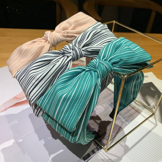 BOW-KNOT WIDE-BRIMMED FRESH STRIPED HEADBAND_CWAHA2566