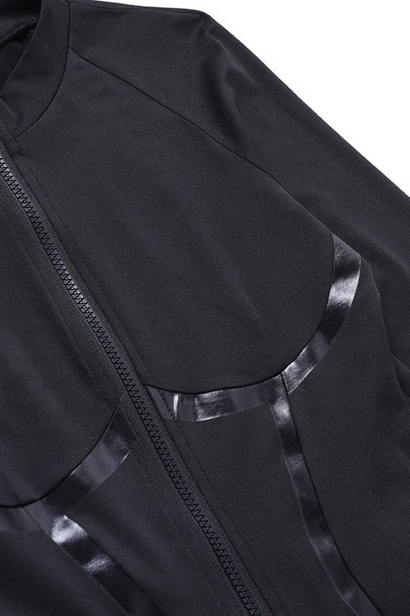 CWSJS1287_LONG SLEEVE ZIPPER TIGHT HIP-LIFTING JUMPSUIT