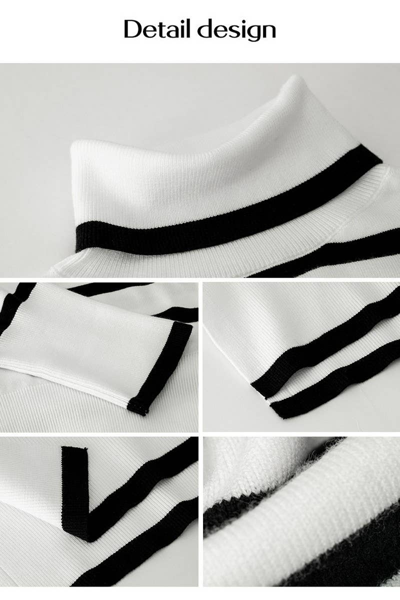 CWOSWL6509_STRIPED LOOSE-FITTING TURTLENECK SWEATER