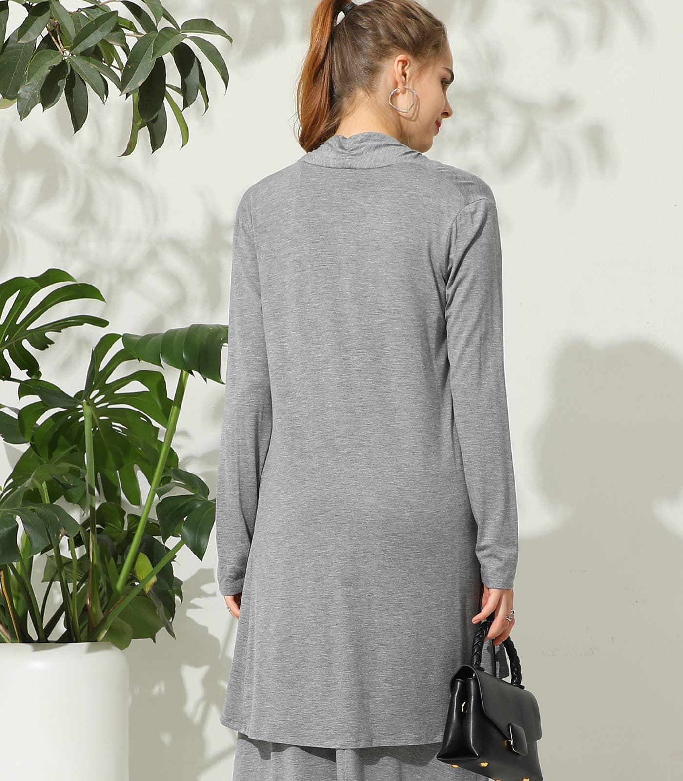 AWTL074_Long Sleeve Casual Open Front Long Cardigan