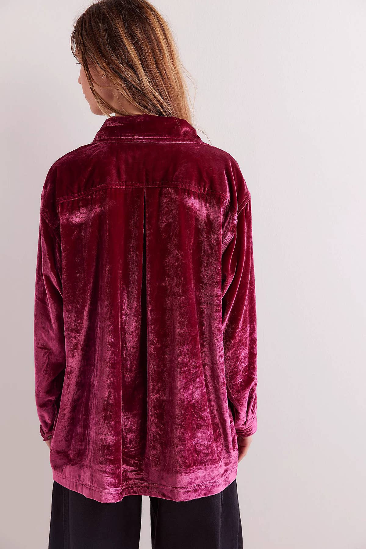 BUTTON-POCKET LOOSE VELVET LONG-SLEEVED SHIRT