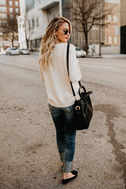 CWOSWL5809_KNITTED ROUND NECK PULLOVER HEART SWEATER