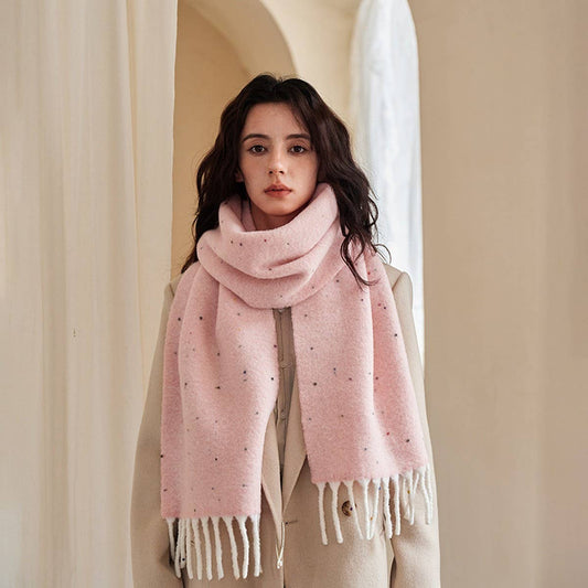 50% Wool Blend Speckled Yarn Scarf - Winter Cozy_CWASC2372