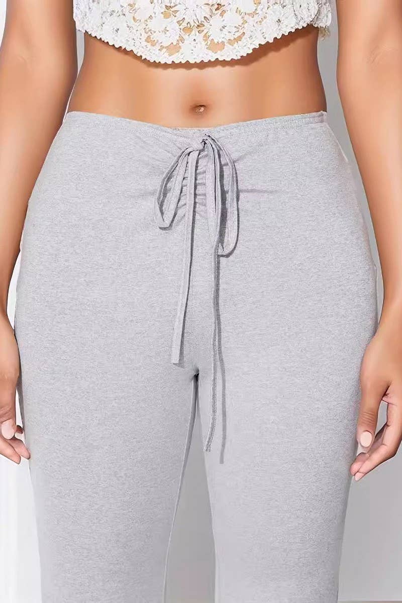 CWBLP1888_SUMMER HIGH-WAISTED RUCHED SLIM FIT FLARE PANTS