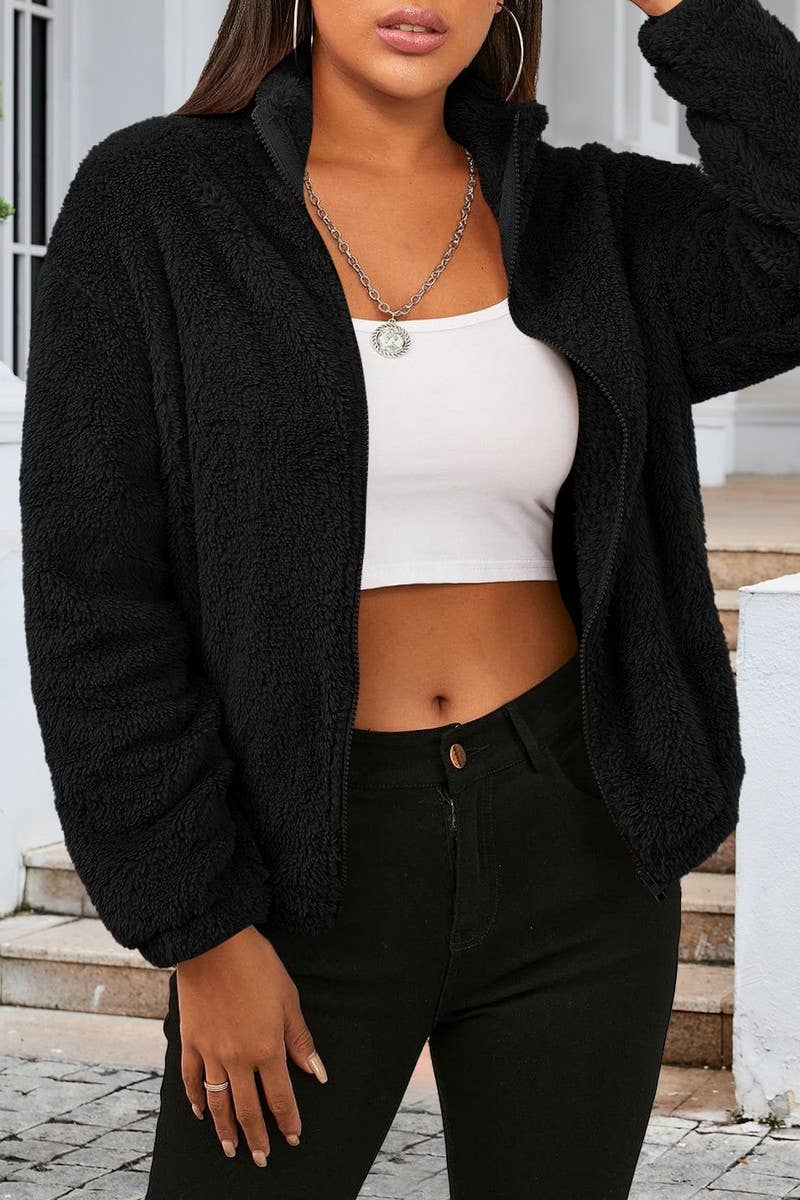 CWOCO0333_LONG-SLEEVED PLUSH LOOSE WARM CARDIGAN