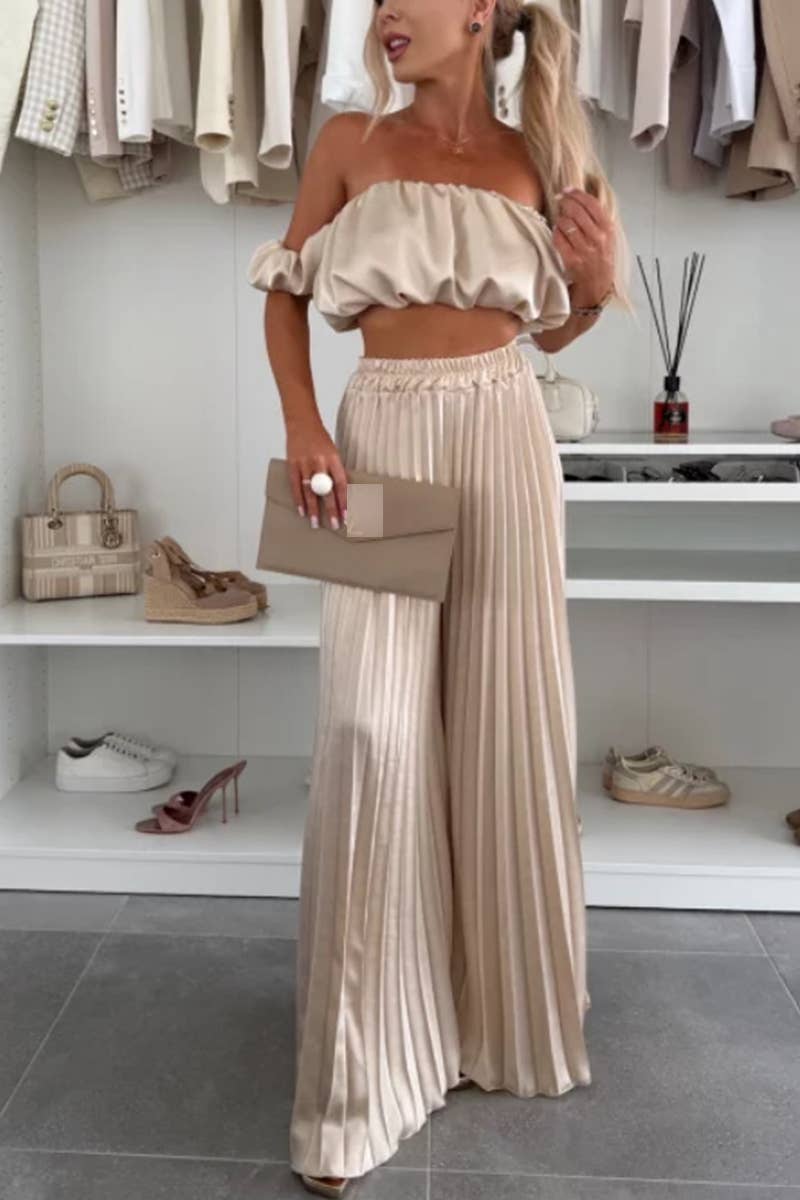 CWSS1204_SUMMER SOLID COLOR TEMPERAMENT TUBE TOP SUIT