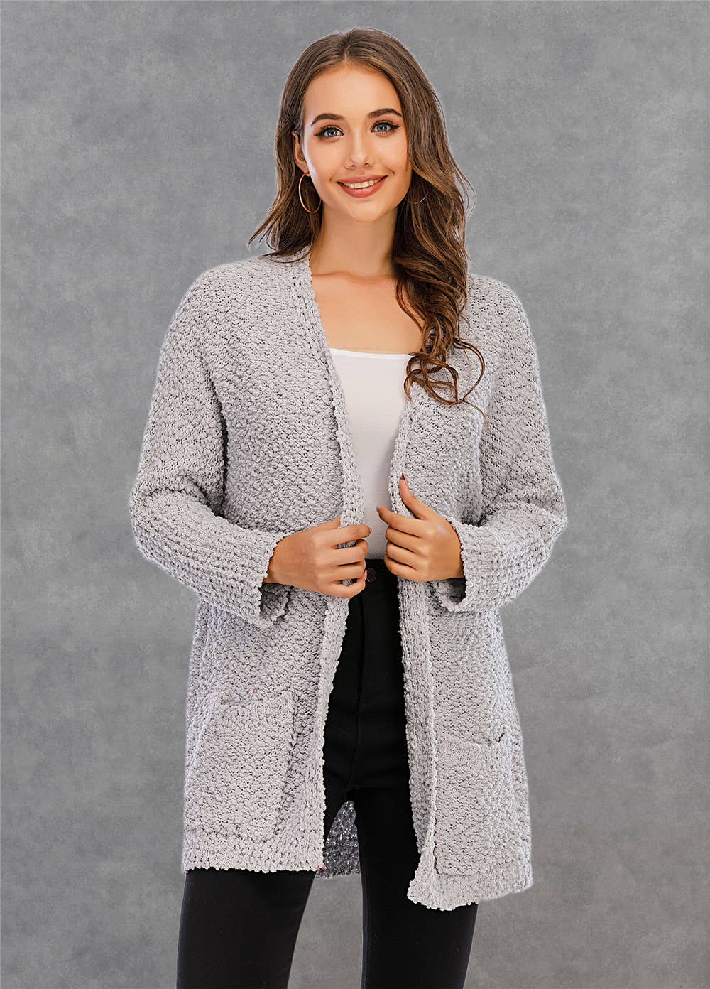 CWOSWL1044_Long Sleeve Open Front Long Cardigan Sweater