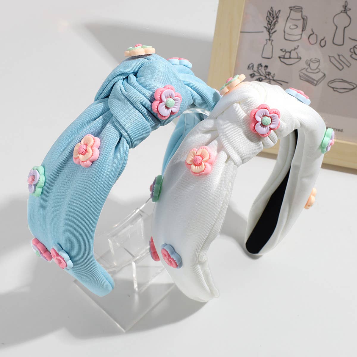FRESH FLOWER WIDE KNOTTED HEADBAND
