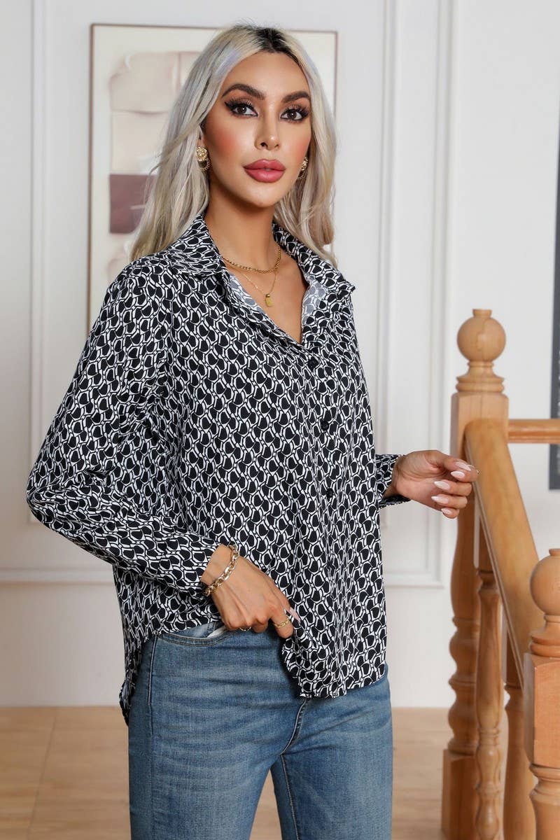 CWTSTL1660_GEOMETRIC PRINT LAPEL LONG SLEEVE SHIRT