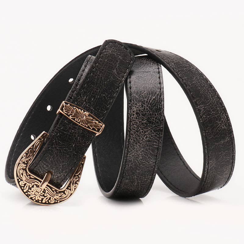 Fashionable versatile retro carved buckle belt