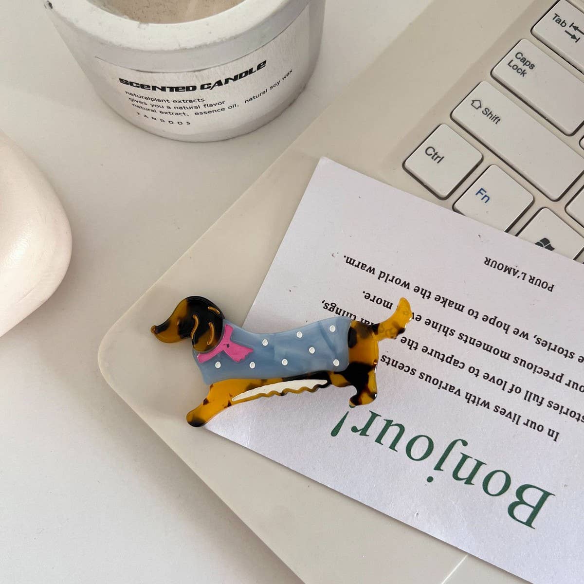 CWAHA07740_CUTE DOG ANIMAL ACETATE HAIR CLIP FOR GIRLS