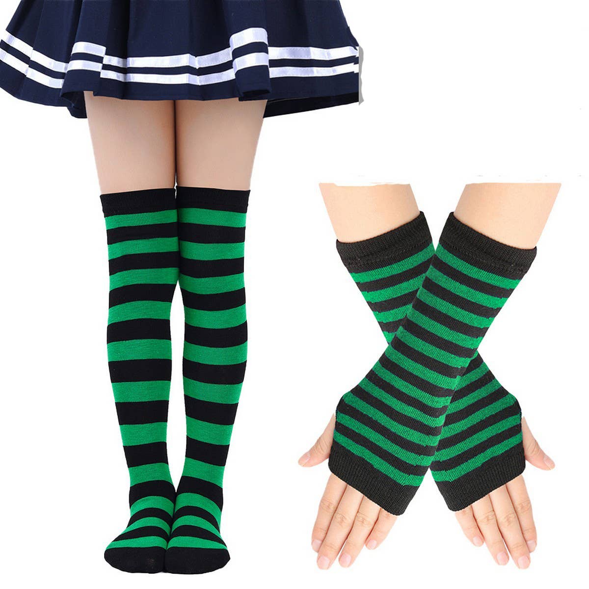 CWMM10061_KIDS KNIT STRIPED ARM & LEG WARMERS SET