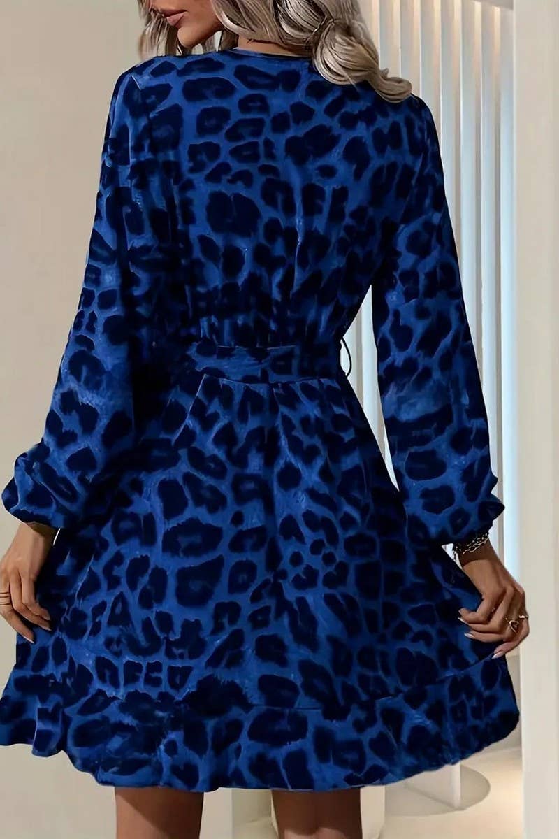 CWDSD8562_LEOPARD PRINT V-NECK HIGH WAIST TIE WRAP DRESS