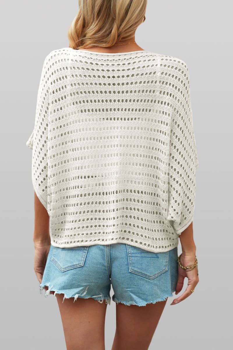 CWTBLS0746_CREW-NECK BAT-SLEEVE CUTOUT KNIT TOP