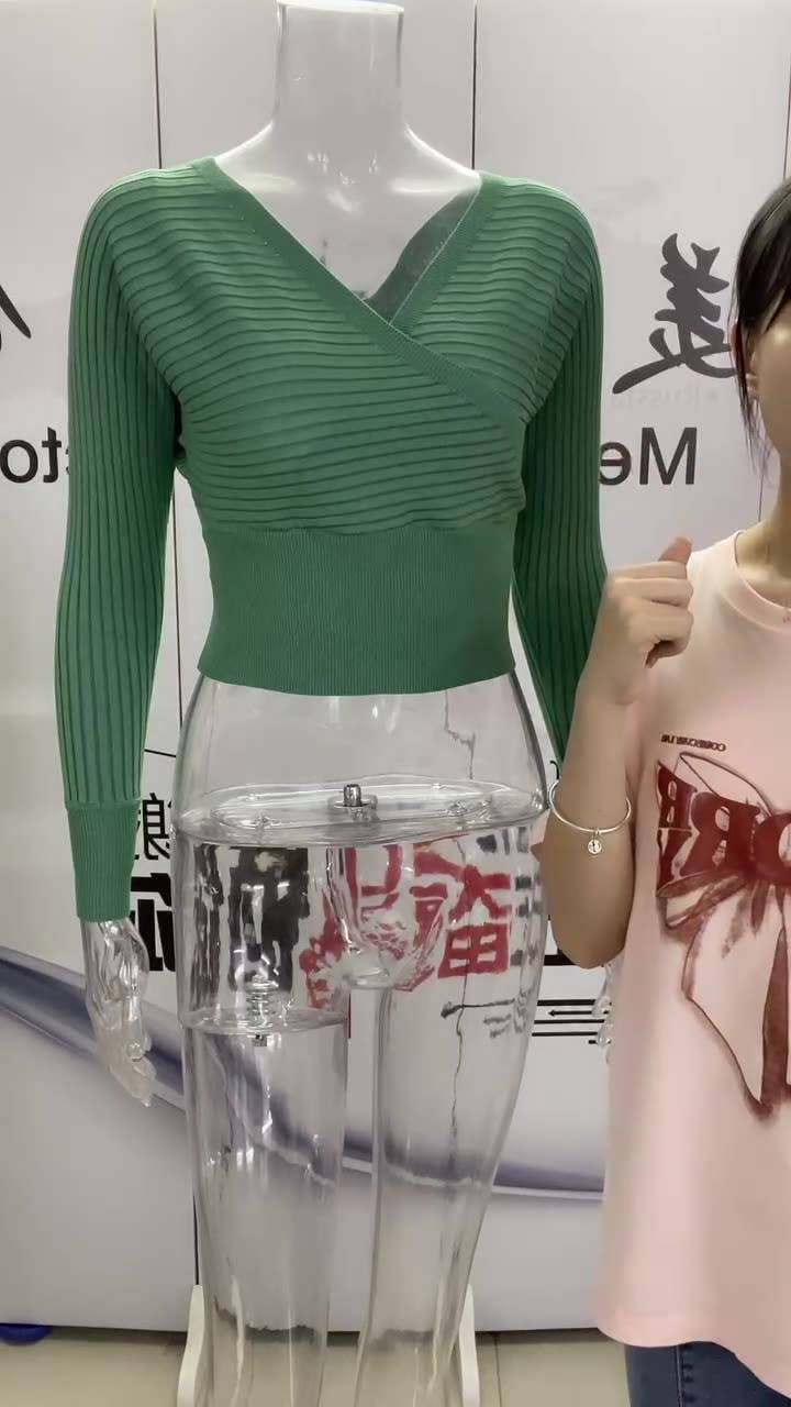 Cinched waist knitted long-sleeved sweater