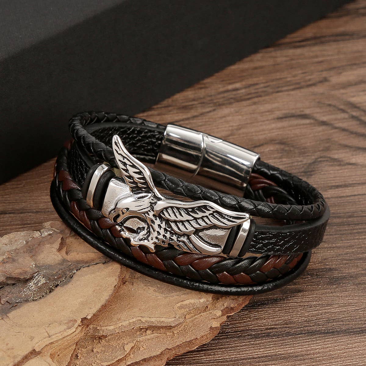 HANDWOVEN BRACELET STAINLESS STEEL MAGNET CLASP