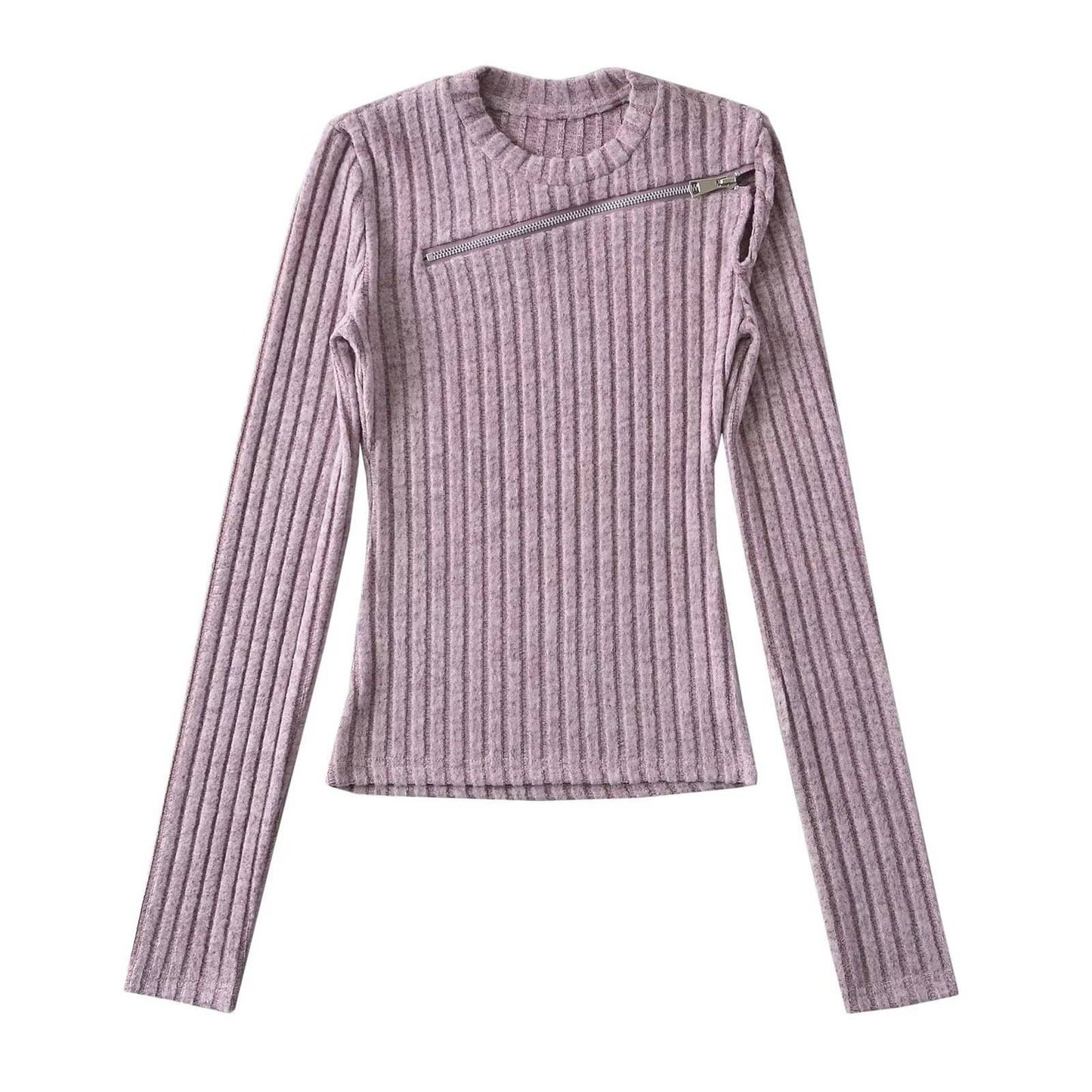 CUT-OUT TOP WITH A DIAGONAL ZIPPER ON THE CHEST