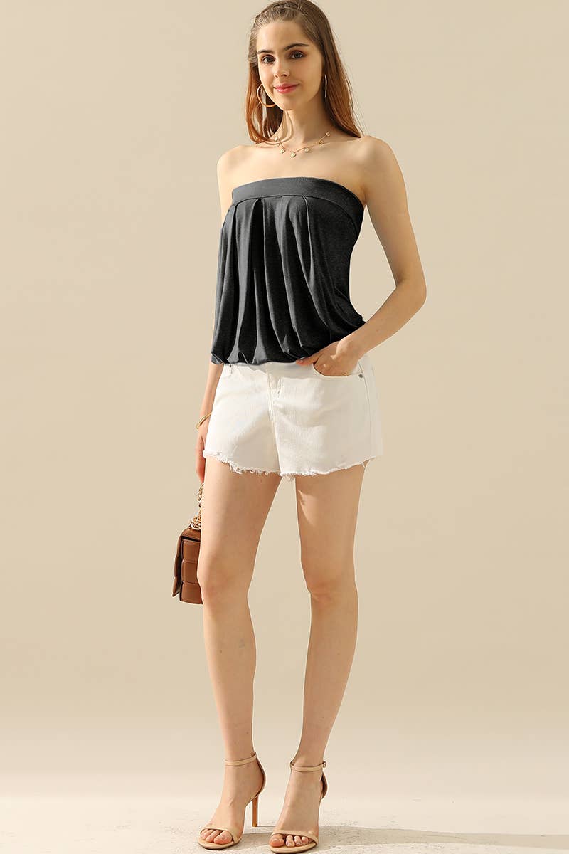AWTTSL130_Basic Sleeveless Pleated Tube Top