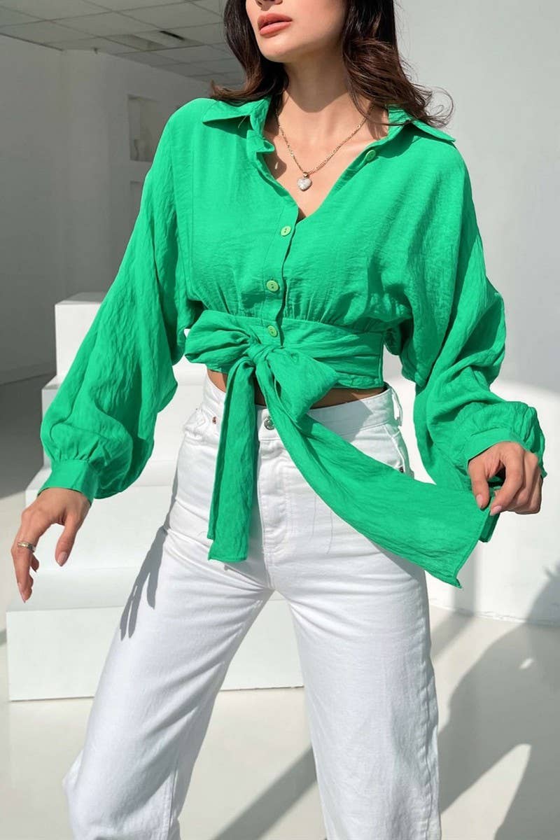 CWTSTL2783_SPRING AND SUMMER BELLY-BARING LOOSE SHIRT