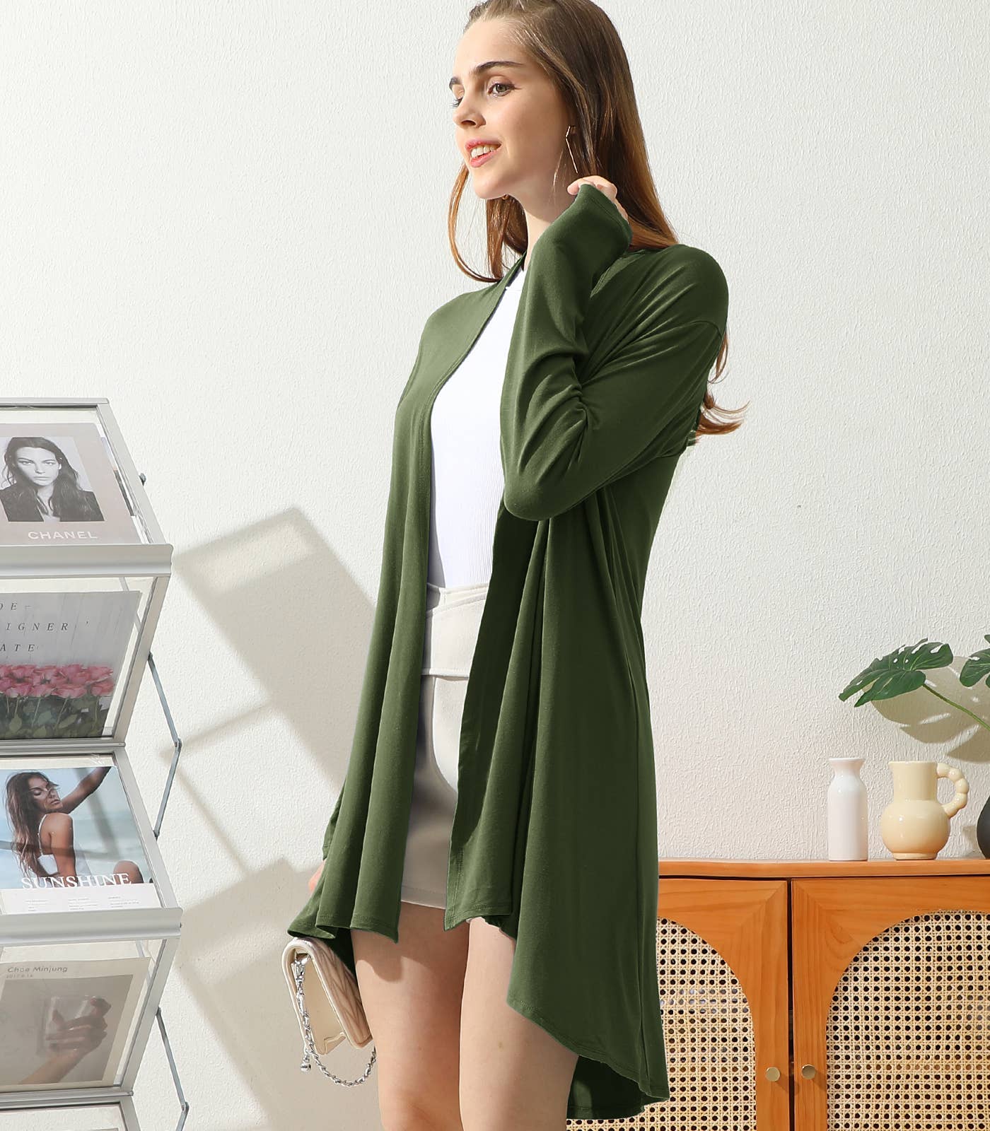 AWTL074_Long Sleeve Casual Open Front Long Cardigan