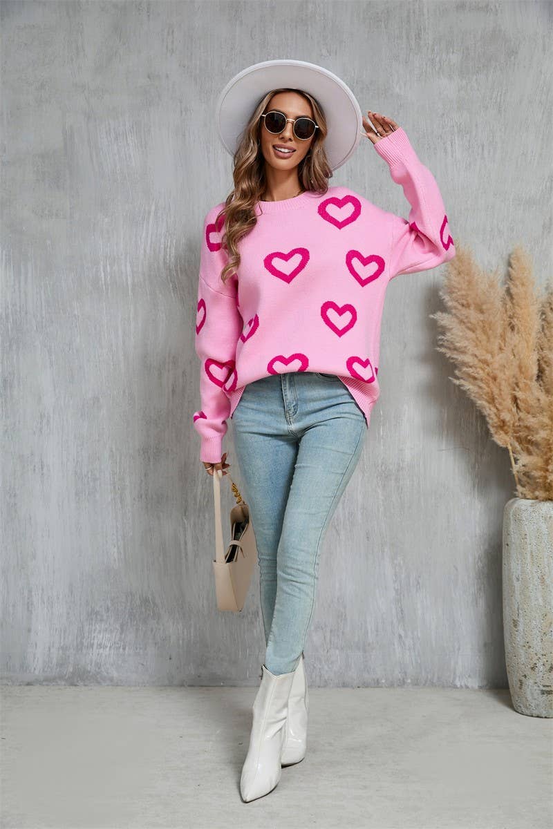 CWOSWL5788_JACQUARD HEART VALENTINE'S DAY CREW NECK SWEATER